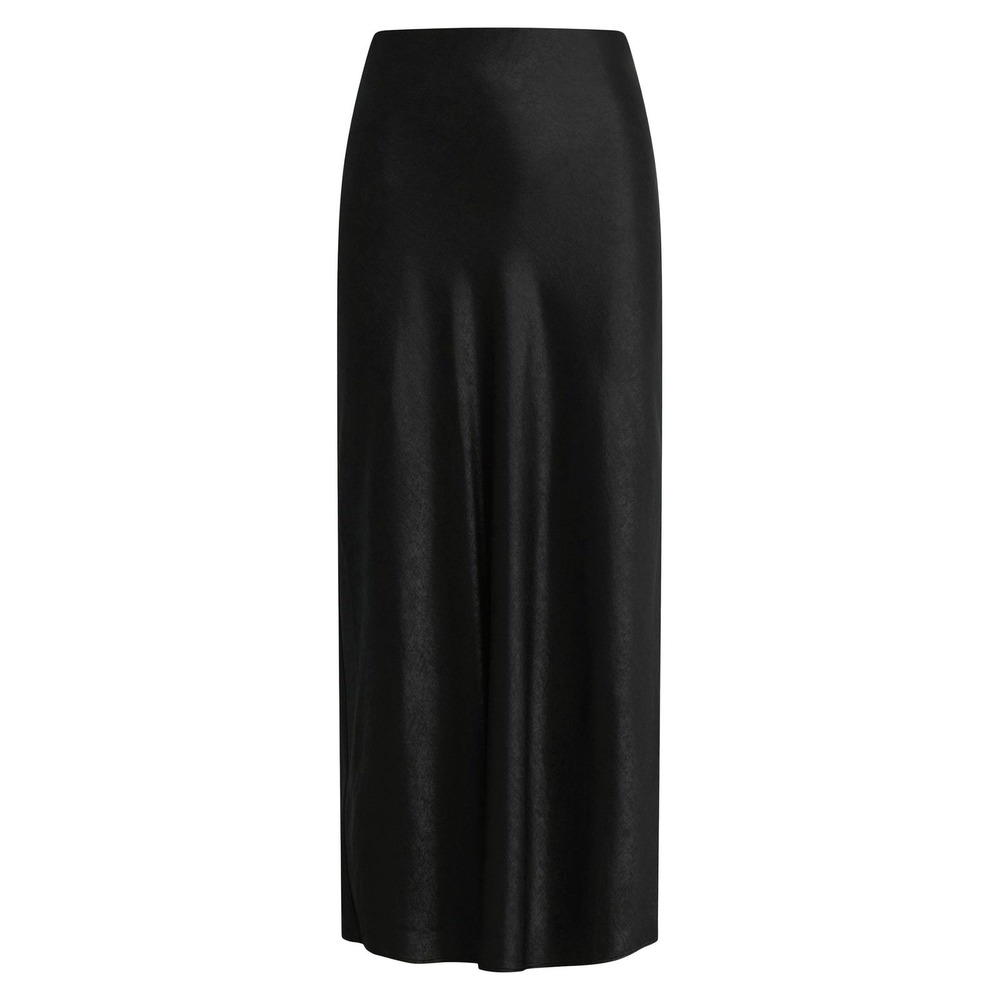 Favorite Daughter Black Satin Midi Slip Skirt Size Large Minimal Chic Timeless